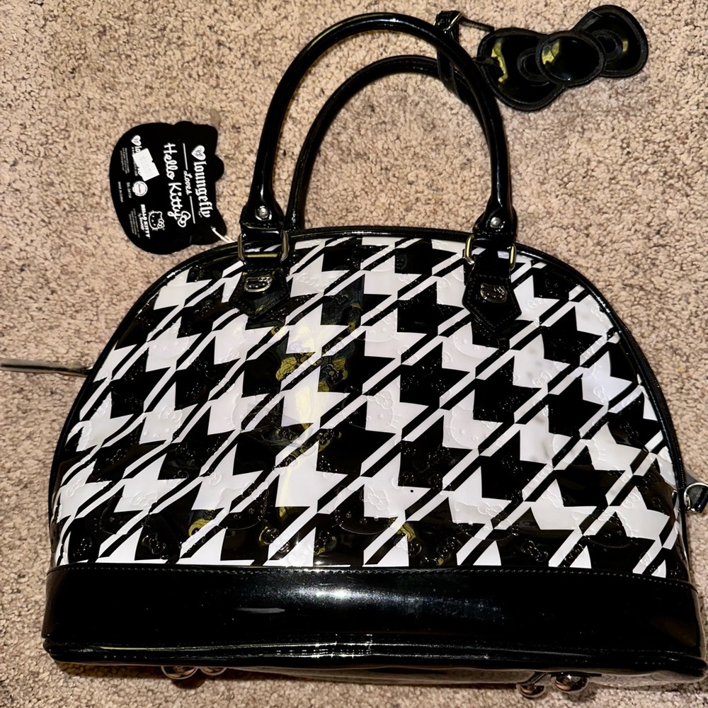 HELLO KITTY HOUNDSTOOTH EMBOSSED BAG NWT